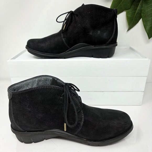 Dansko Boots Womens Black Leather Nubuck 38 US 7.5 - 8 Joy Ankle Booties Shoes - Picture 2 of 9